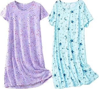 Nighties for Women Nightdress Ladies Cotton Blend Nightie Soft Night Dress Womens T Shirt Nightdresses Summer Plus Size Nightwear Sleep & Lounge Mothers Day Mum Mummy