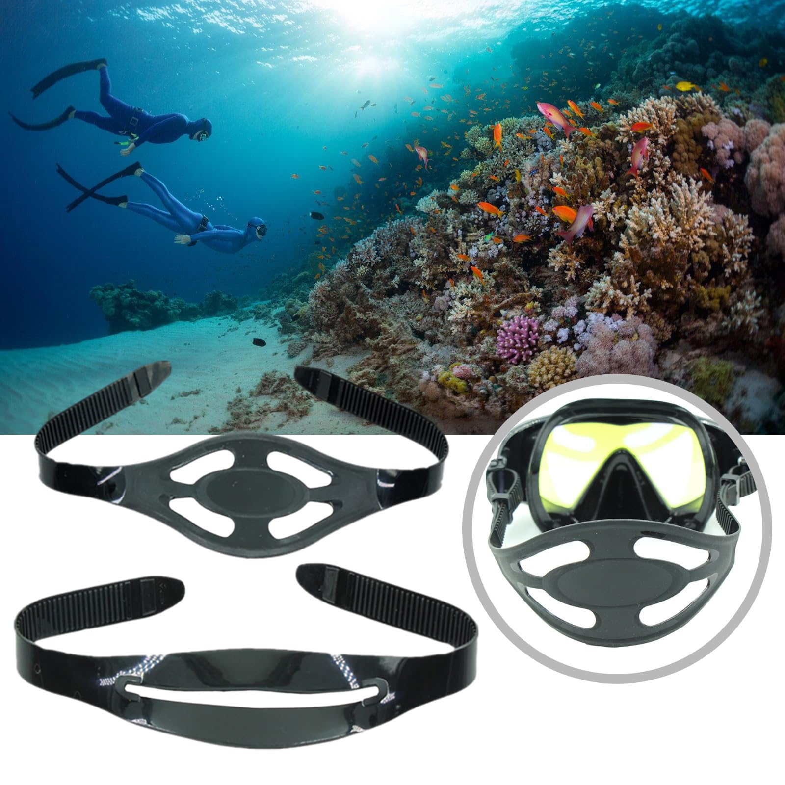 Laikoutd Silicone Facepiece Strap Diving Swimming Snorkeling Scubas Dive Facepiece Strap Replacement Snorkeling Facepiece Strap