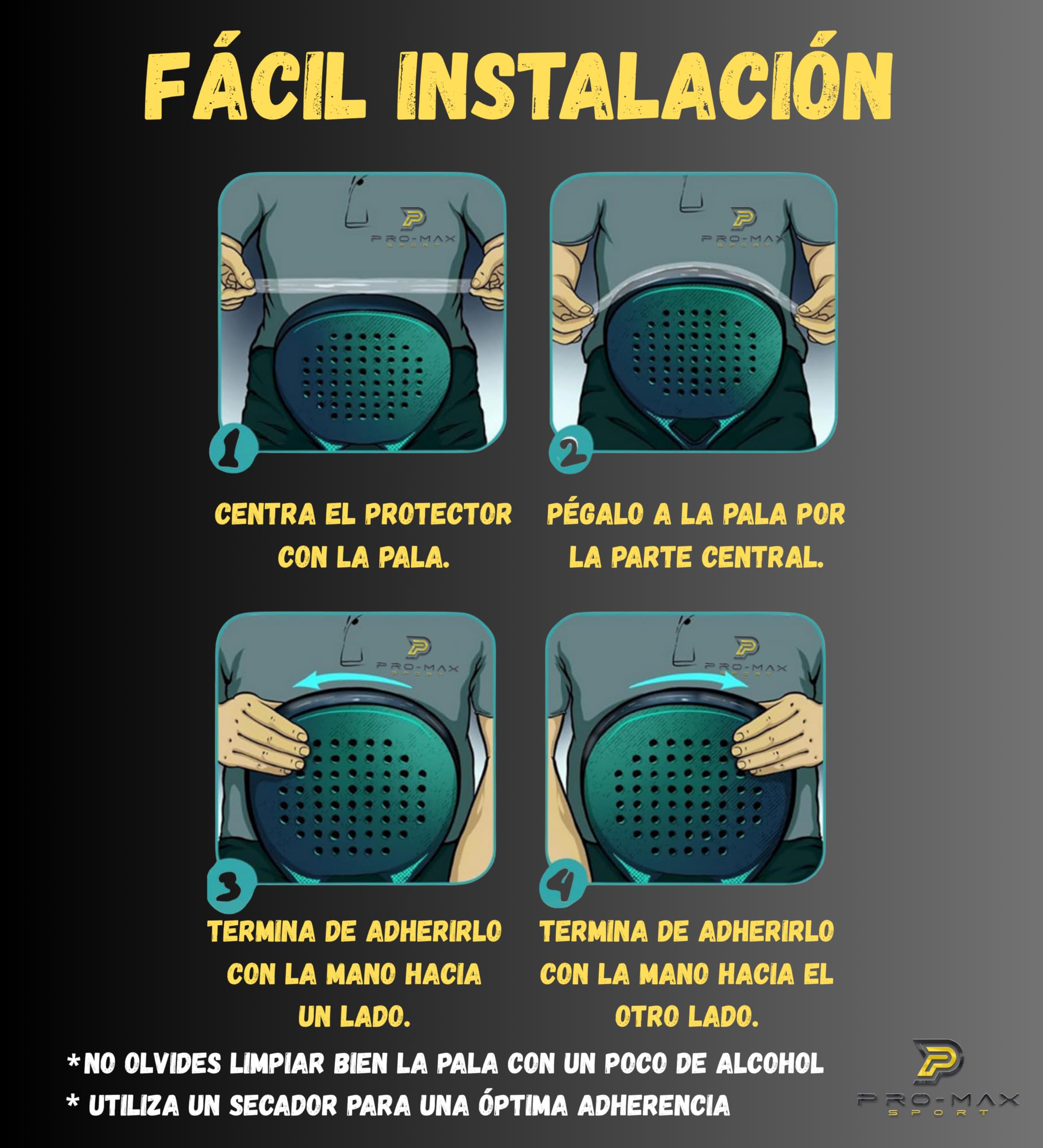 Protector Transparente Rugoso Pala Pádel sin Arruga Central Pack 2 Unidades Alta Durabilidad