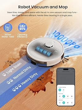 Lefant M2S Pro Robot Vacuum and Mop,10000Pa, 240Min, Self-Emptying | 190 PSD Obstacle Avoidance, dToF LiDAR Multi-Floor Mapping, APP Customized Cleaning, Carpet Detection, 5200mAh Battery
