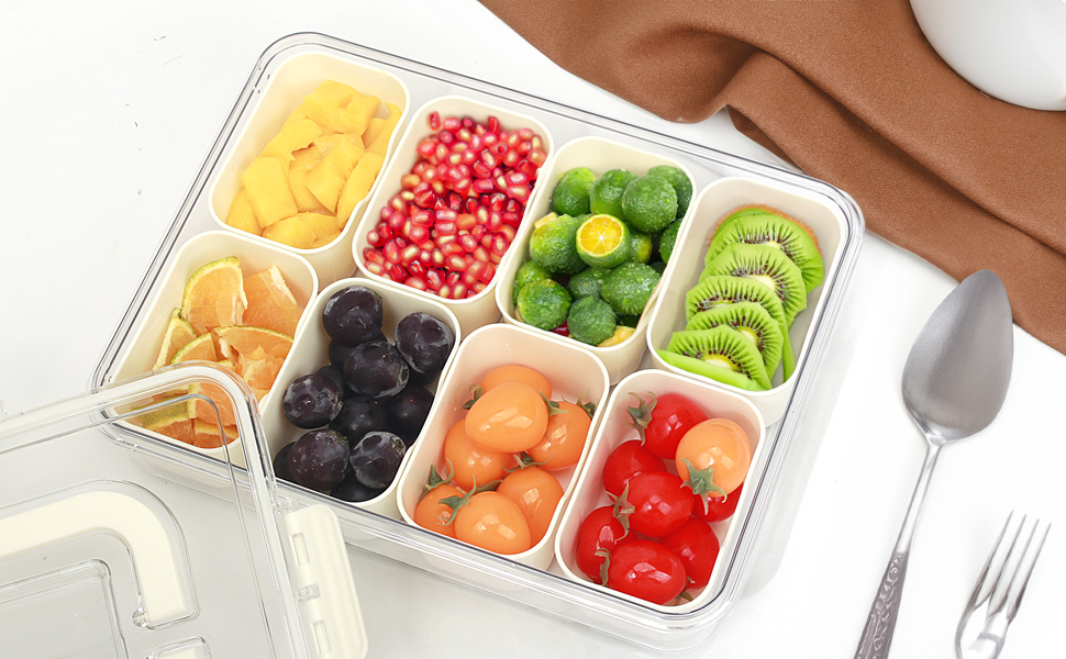 Contenitore Per Snack Divisorio - 8 Scomparti Con Coperchio E Manico