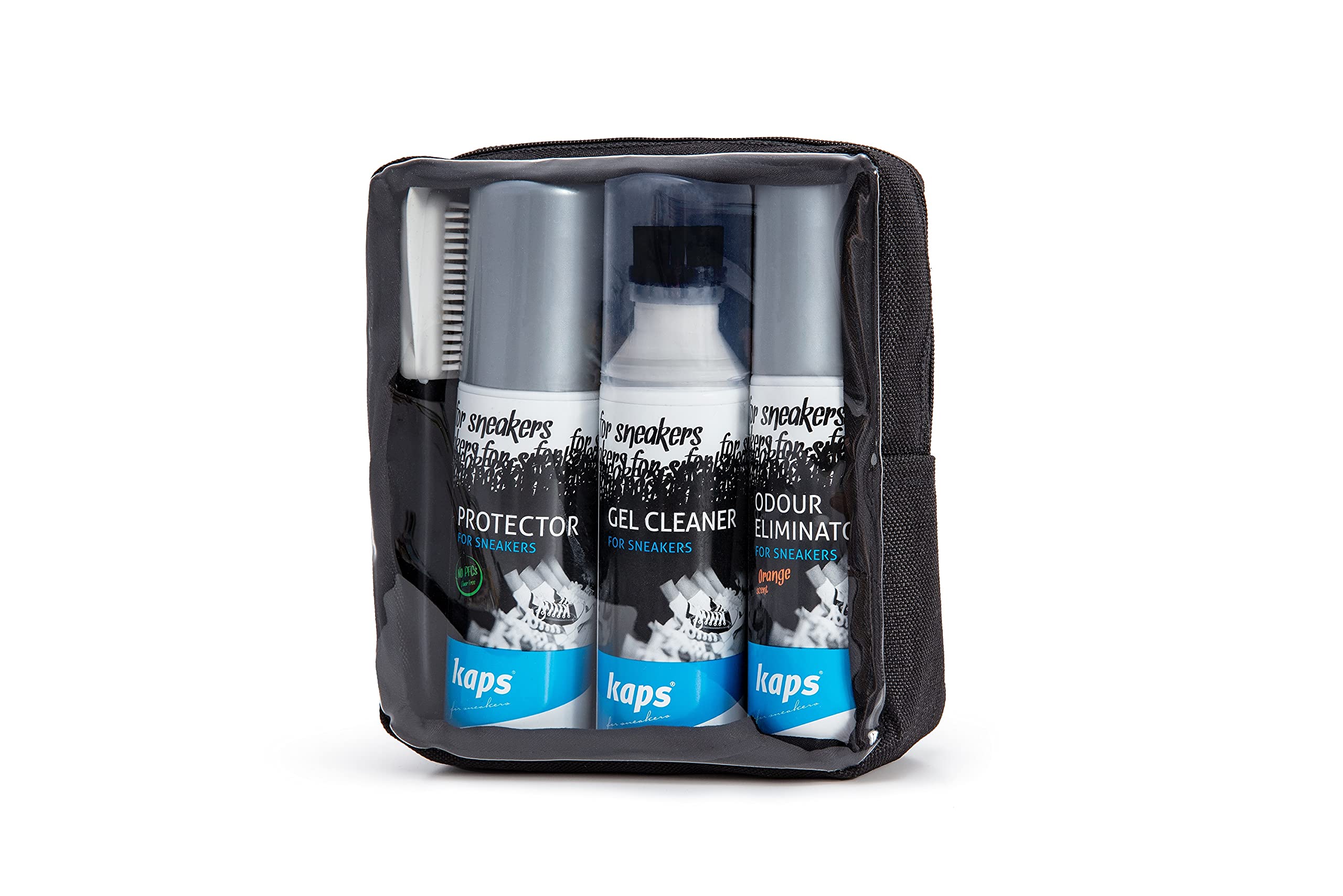 Sneaker Travelling Cleaning Set Complete Sneaker Clean and Care Kit Shoe Care Set for Sneakers Footwear Cleaning Kit with Travel Bag by Kaps, One Size