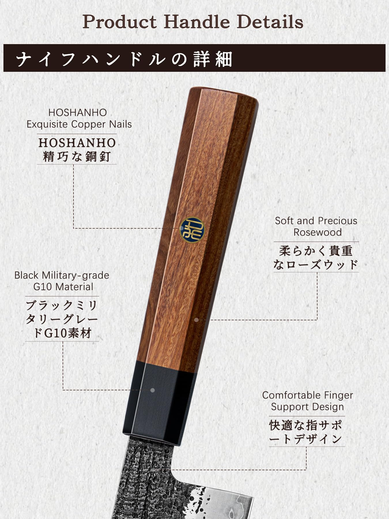 HOSHANHO Couteau de Chef 20 CM, Couteau de Cuisine 9 Couches 10CR15MOV en Acier au Carbone, Couteau Cuisine Professionnel Japonais Gyuto Chefs avec Poignée Octogonale en Bois de Rose