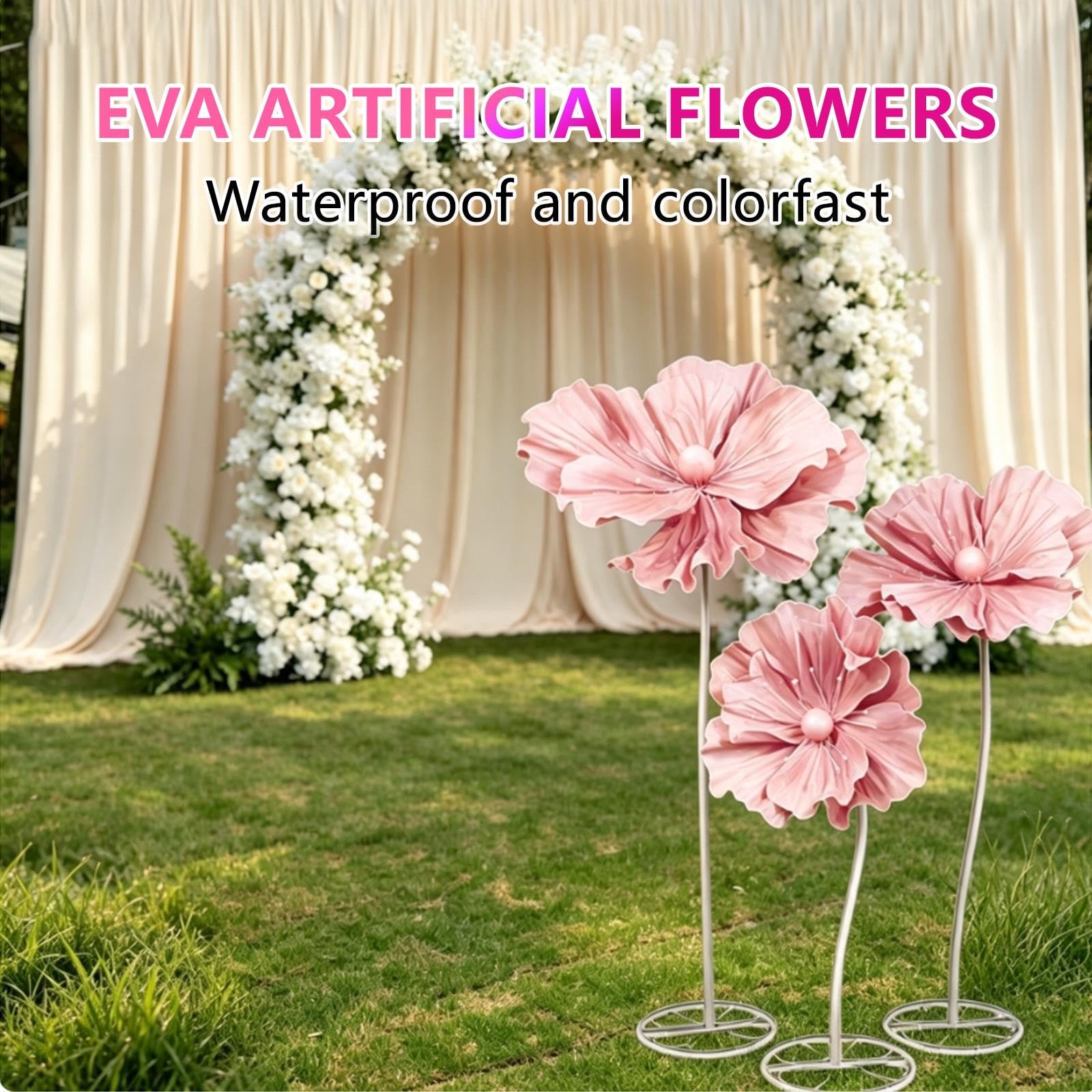 Große Künstliche Dekos Blumen aus Eva‑Schaum mit Stabiler Metallbasis | Realistische Stehende Kunstblumen for Hochzeitsdekorationen, Party, Garten‑ und Laden‑Schaufensterdekoration(Style 4)