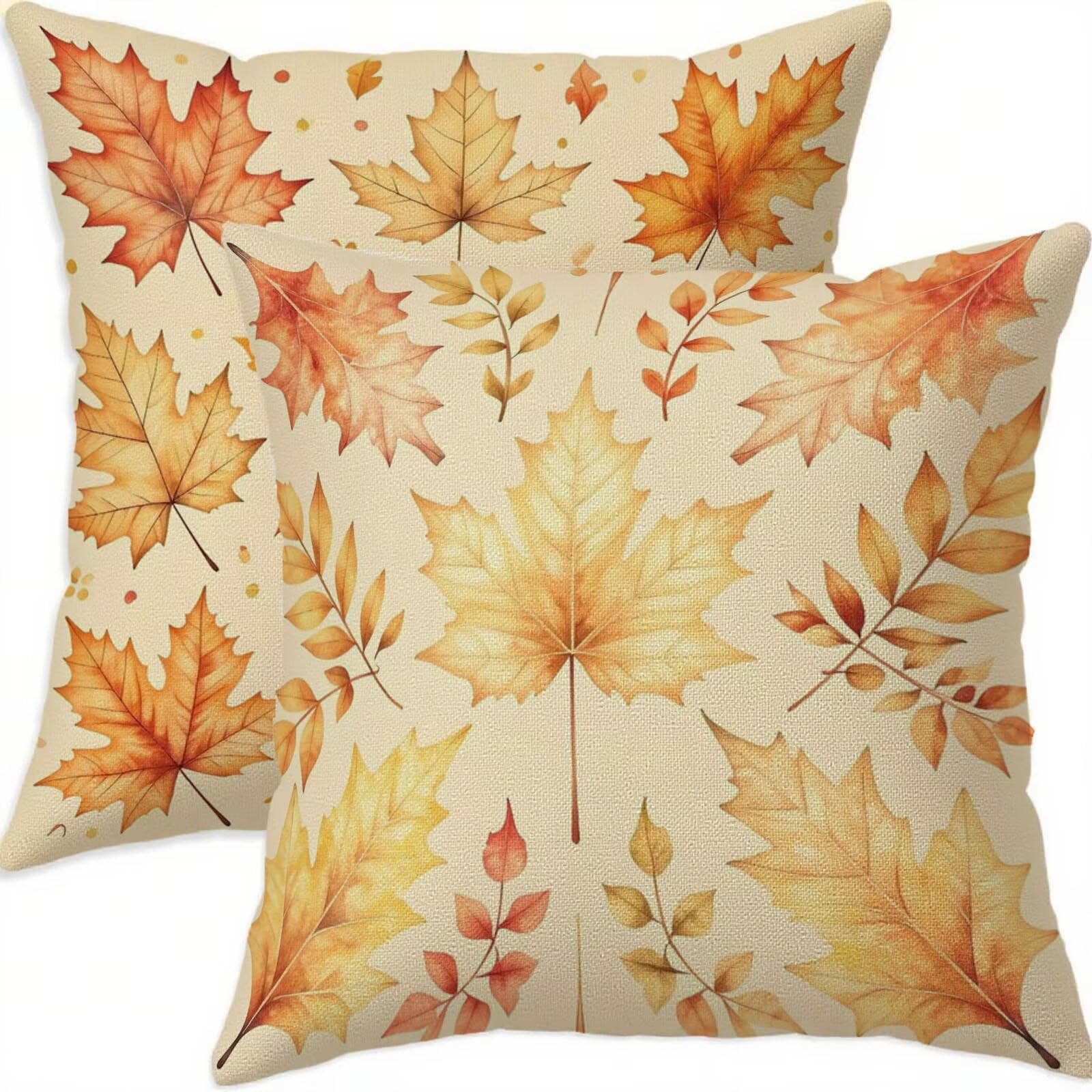 Housse coussin 70x70 cm orange en lin imperméable lot de 2