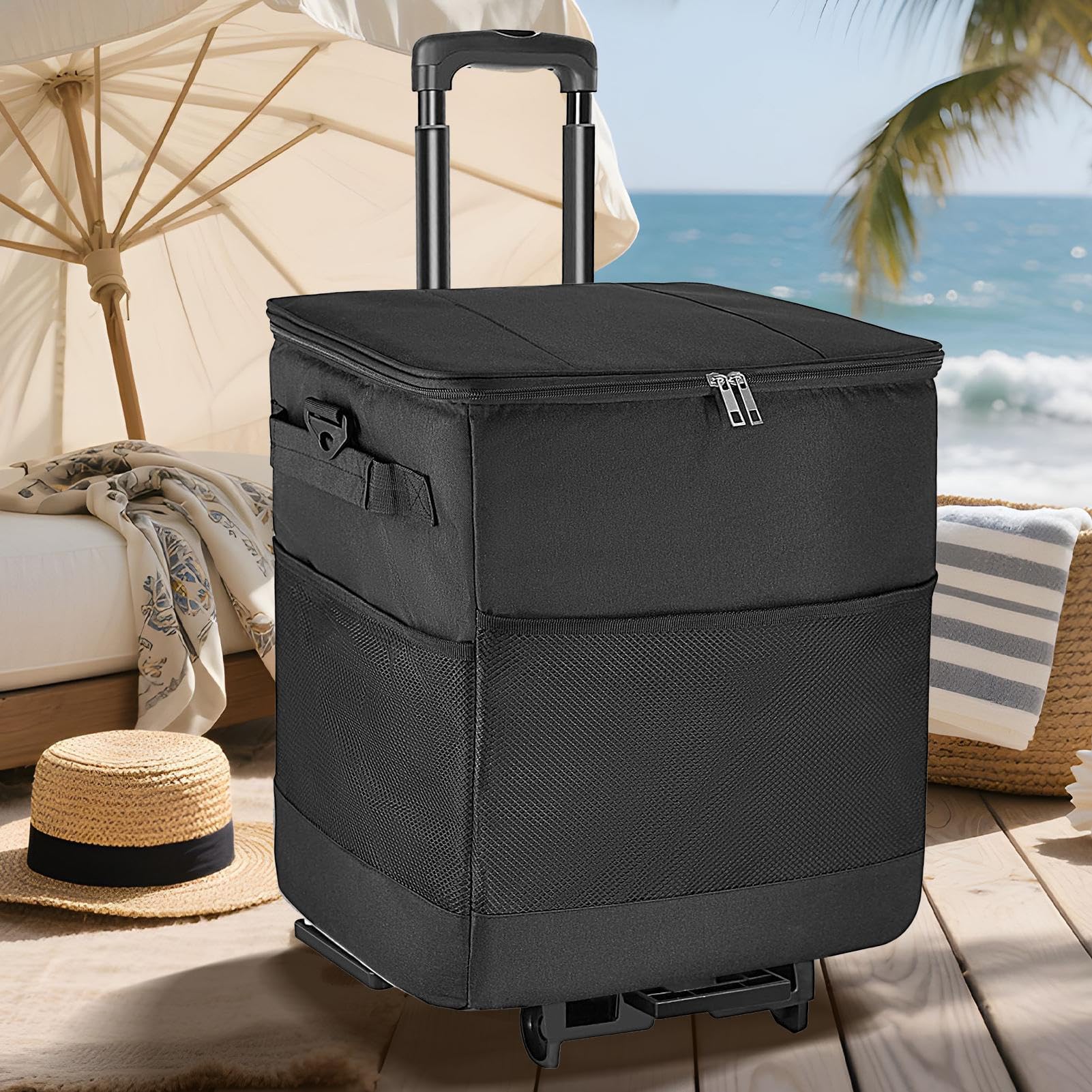 Cooler Con Ruote E Maniglie Carrello Cassa Isolata Impermeabile | Grande Cooler Termico A Rotelle 35L per Esterni, Campeggio, Spiaggia, Picnic, Patio, Viaggio, Gita in Auto, Pranzo, Festa