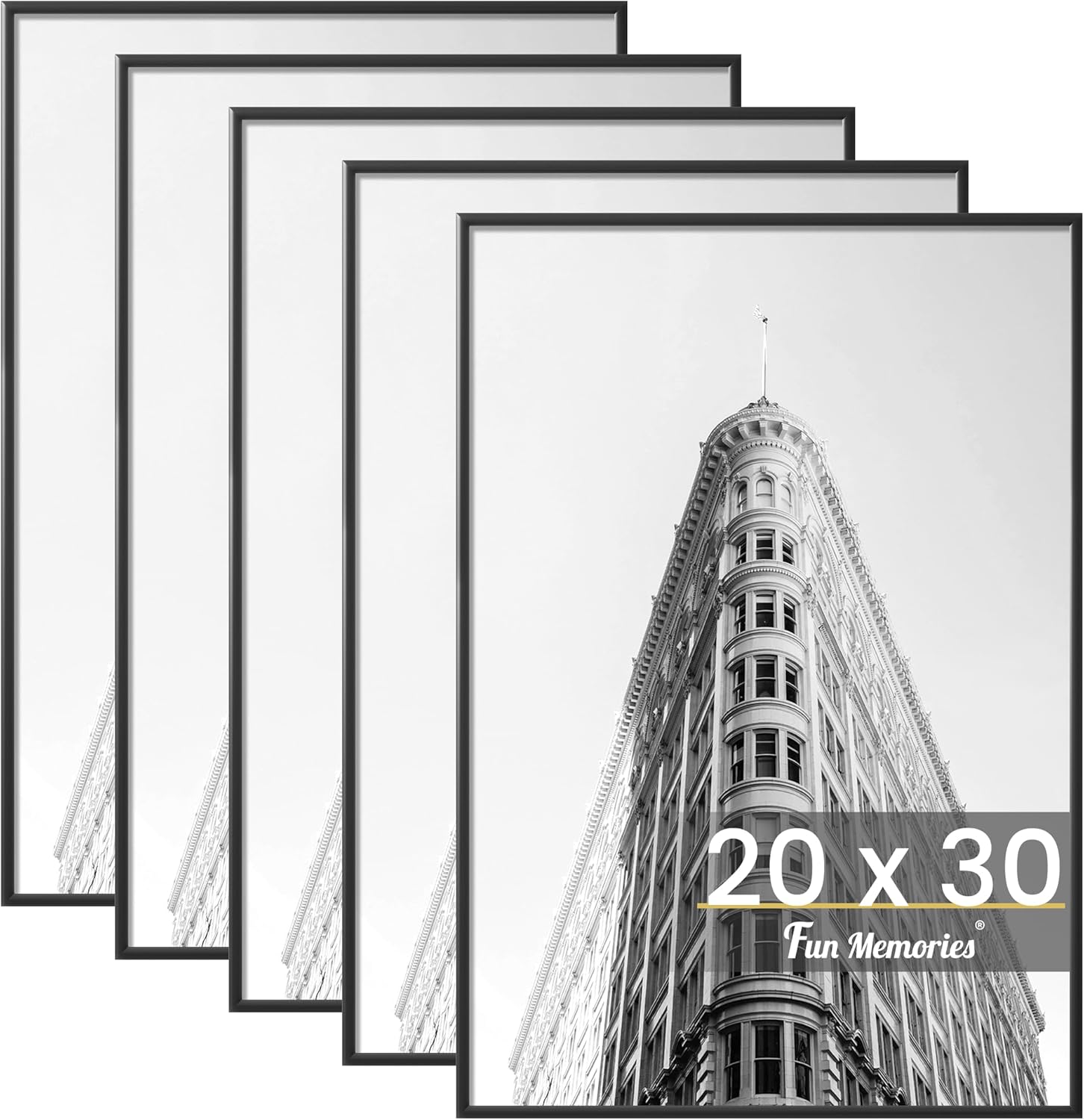 Fun Memories 18x24 Poster Frame for Photo, Posters & Art Prints, Horizontal or Vertical Wall Mounting Scratch-Proof Wall Gallery Photo Frame (Black, 3 Pack)