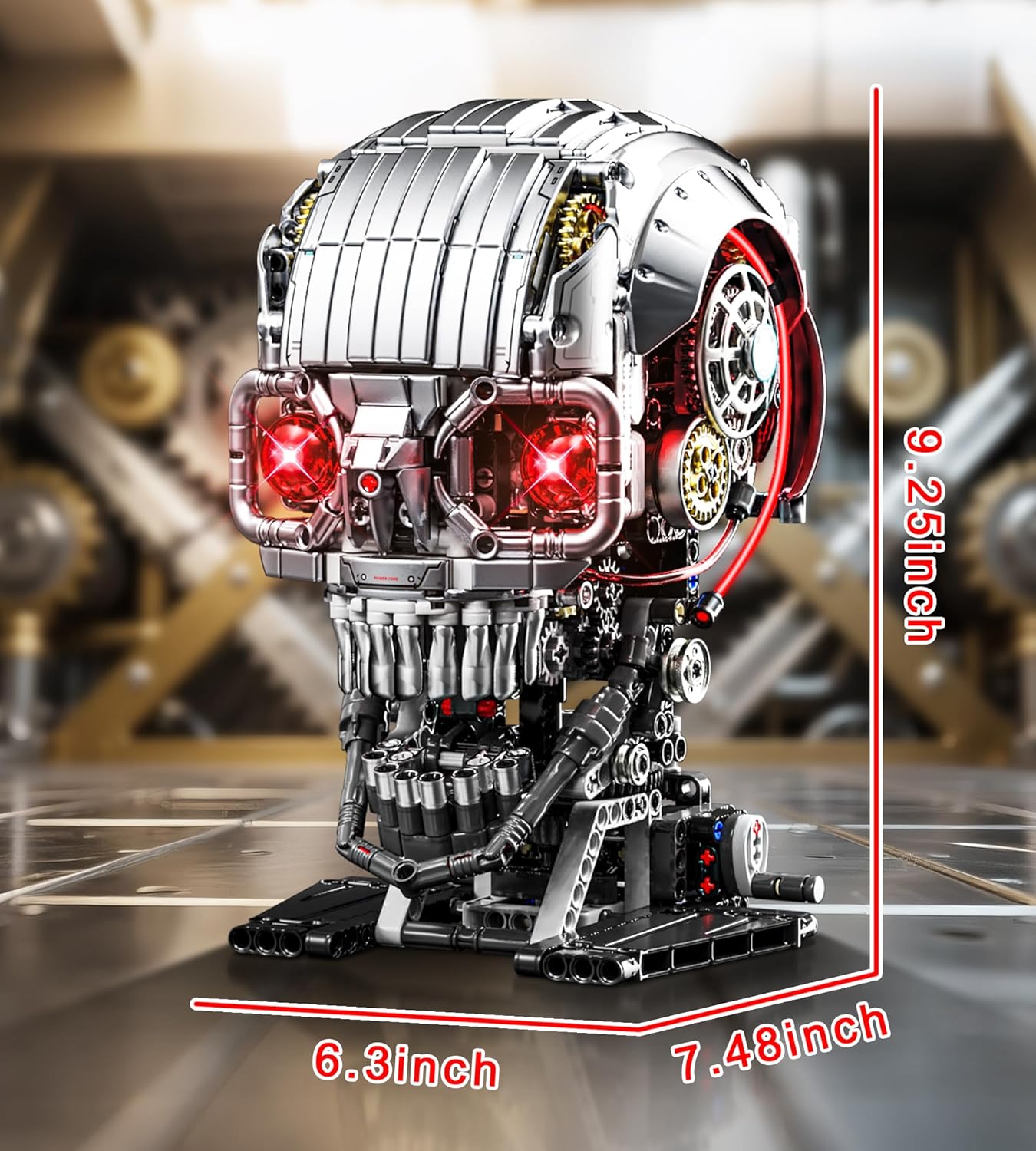 Mechanical Skull Building Set for Adults, Mechanical Skeleton Head Building Blocks Set, Compatible with Lego, Home and Office Decor Gift for Adults Teens 14+ (1099 PCS)