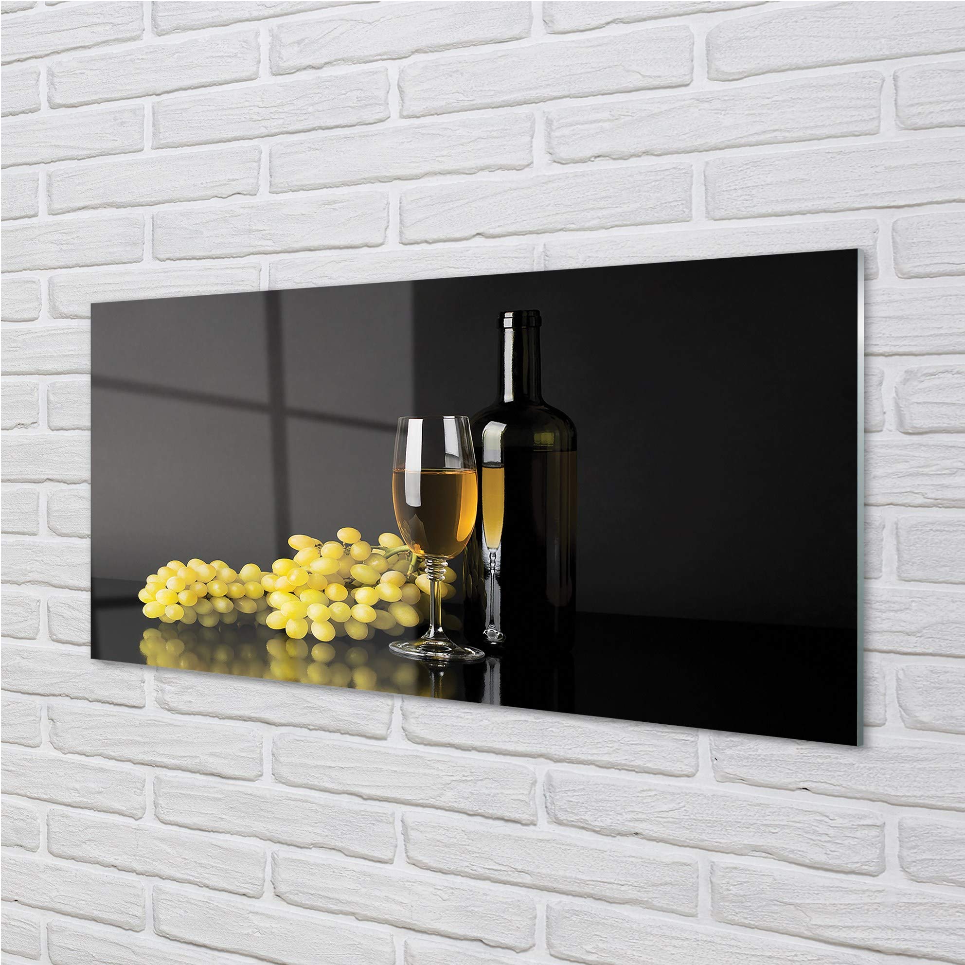 Tulup Cuadro de Cristal 120x60cm Impresa Decoración De Pared Mural Vino - Botella de la Fruta