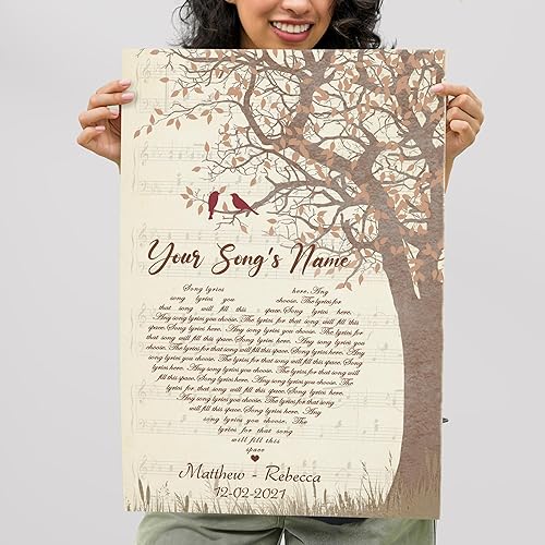 Miniatura 10 de H-DEWALL Letras de canciones personalizadas, lienzo enmarcado, regalos románticos para él, artista de canción, póster musical personalizado, regalos