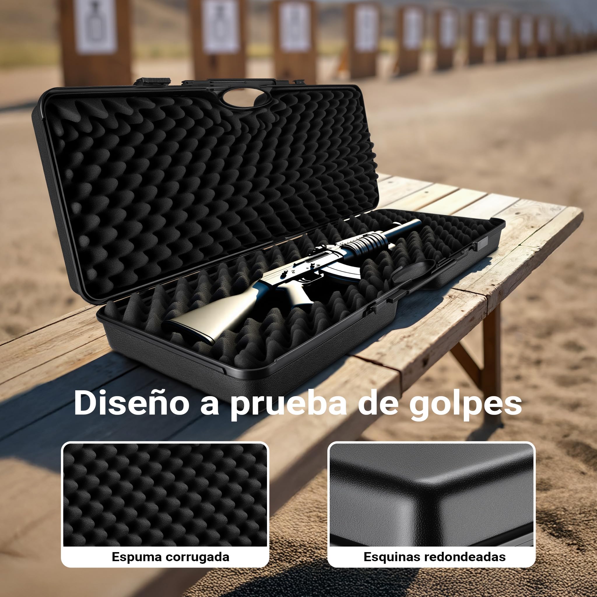 WilTec Maletín para Armas largas con Espuma pre-Cortada Compacto y Ligero de PP para Transporte Seguro de Rifles y escopetas con asa ergonómica