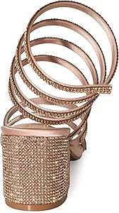 Amazon.com | Wild Diva Satin Rhinestone Spiral Ankle Strap Low