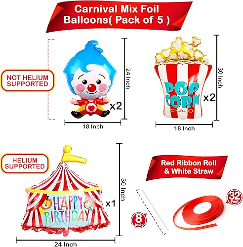 Miniatura 7 de Cartel de bienvenida al carnaval, 72 x 44 pulgadas, telón de fondo de carnaval para decoraciones de fiestas temáticas de carnaval, juego de globos