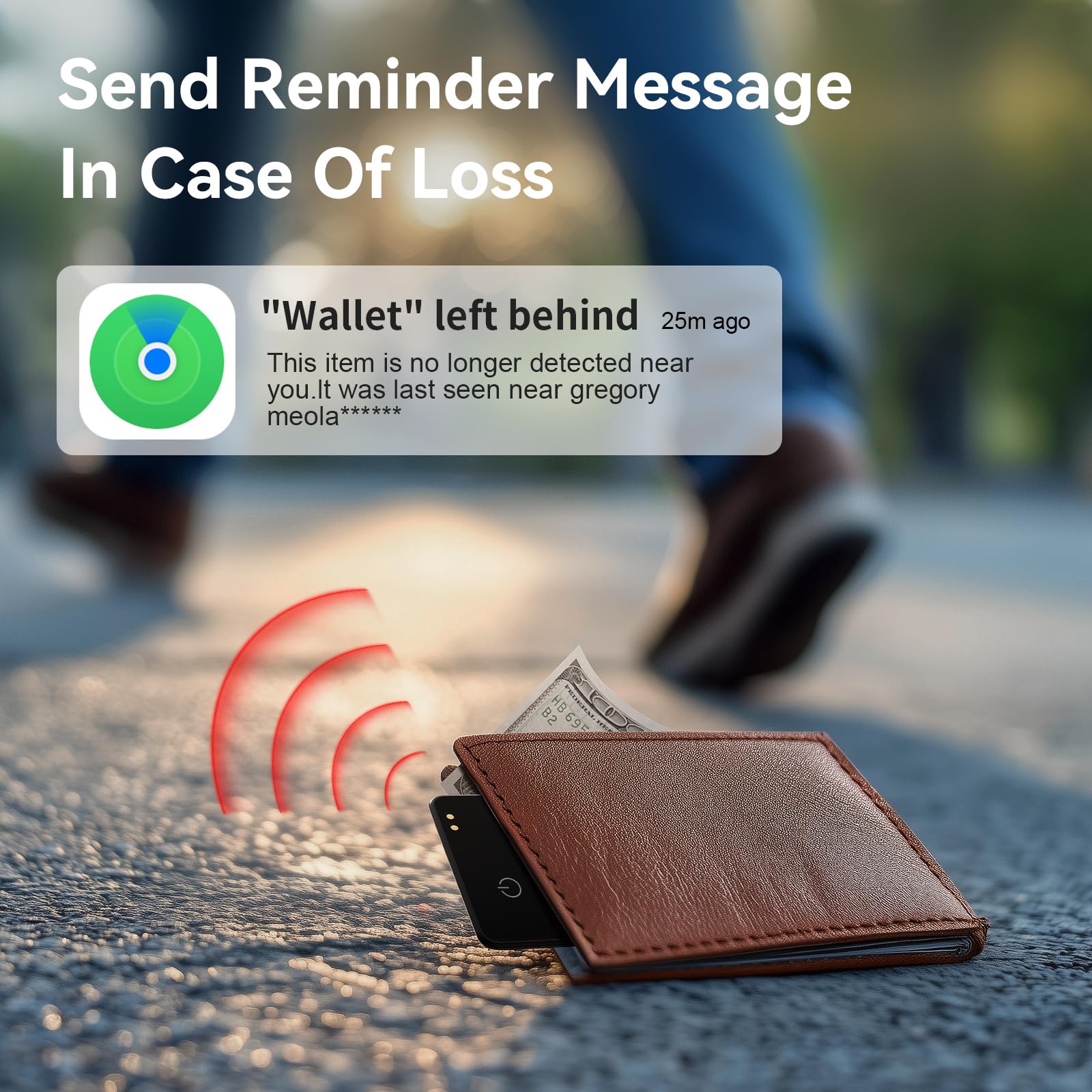 Wallet Tracker Card 2mm, Smart Air Tag con blocco RFID, ricaricabile via USB, impermeabile IP67, funziona con l'app Apple Find My (solo iOS) Per trovare e tenere sotto controllo le vostre cose.