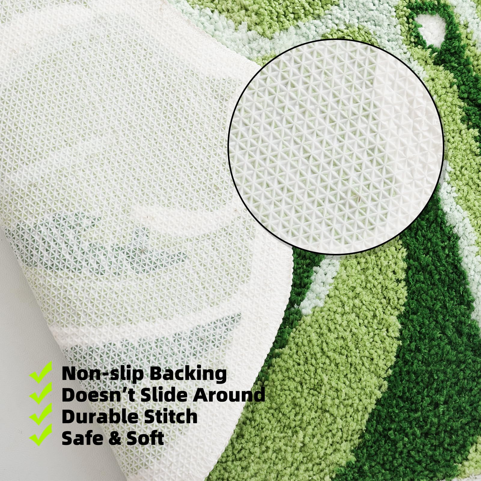 Panstar Green Leaf Mat, Large Monstera Cute Non Slip Palm Shaped Plush Fun Kitchen, Bathroom Bathtub Rugs Machine Washable: 2'2" x 2'8" (Leaf)