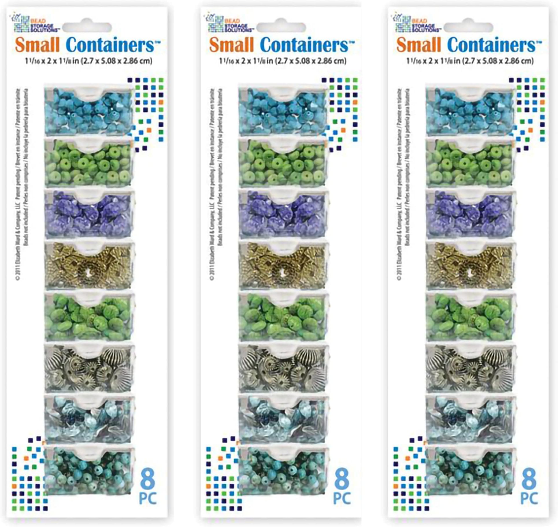 Bead Storage Solutions Elizabeth Ward 8 Piece Craft Organizing Storage Containers for Small Beads, Crystals, and Fasteners, Clear (3 Pack)