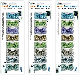 Elizabeth Ward Bead Storage Solutions 8 Piece Craft Organizing Storage Containers for Small Beads, Crystals, and Fasteners, Clear (3 Pack)