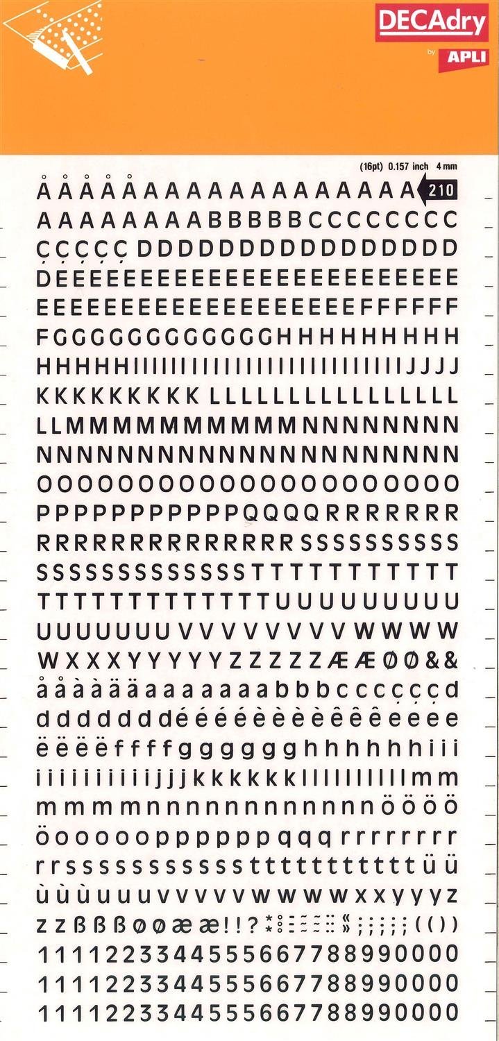 Transferable Letters and Numbers, Black, Super Letters and Numbers, 4 mm, Black