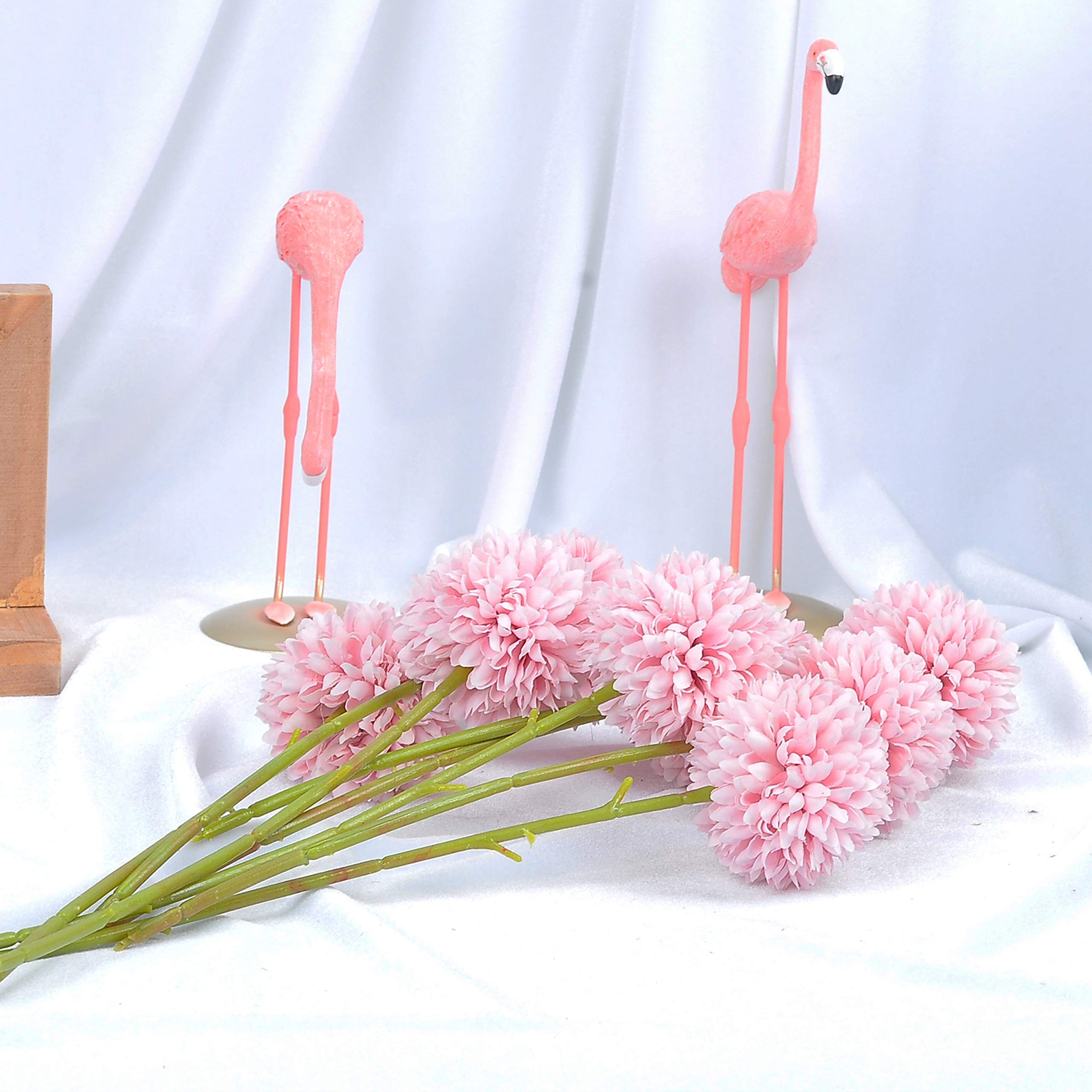 cn-Knight Kunstmatige Kunstbloemen Pompon Mama Chrysant 24 Stuks 11 Inch Pompon Moeder Bloemen voor Bruiloft Bruids Doe-het-zelf Boeket Woondecoratie Middenstukken (Roze