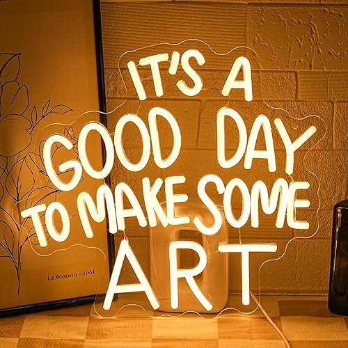 Gyaksjm It's A Good Day to Make Some Art Neon Sign for Wall Decor Aristic LED Light Paint Neon Light Sign Dimmable Warm White Art Letter Neon Light for Bedroom Classroom Home Gallery Studio - It's A Good Day to Make Some Art