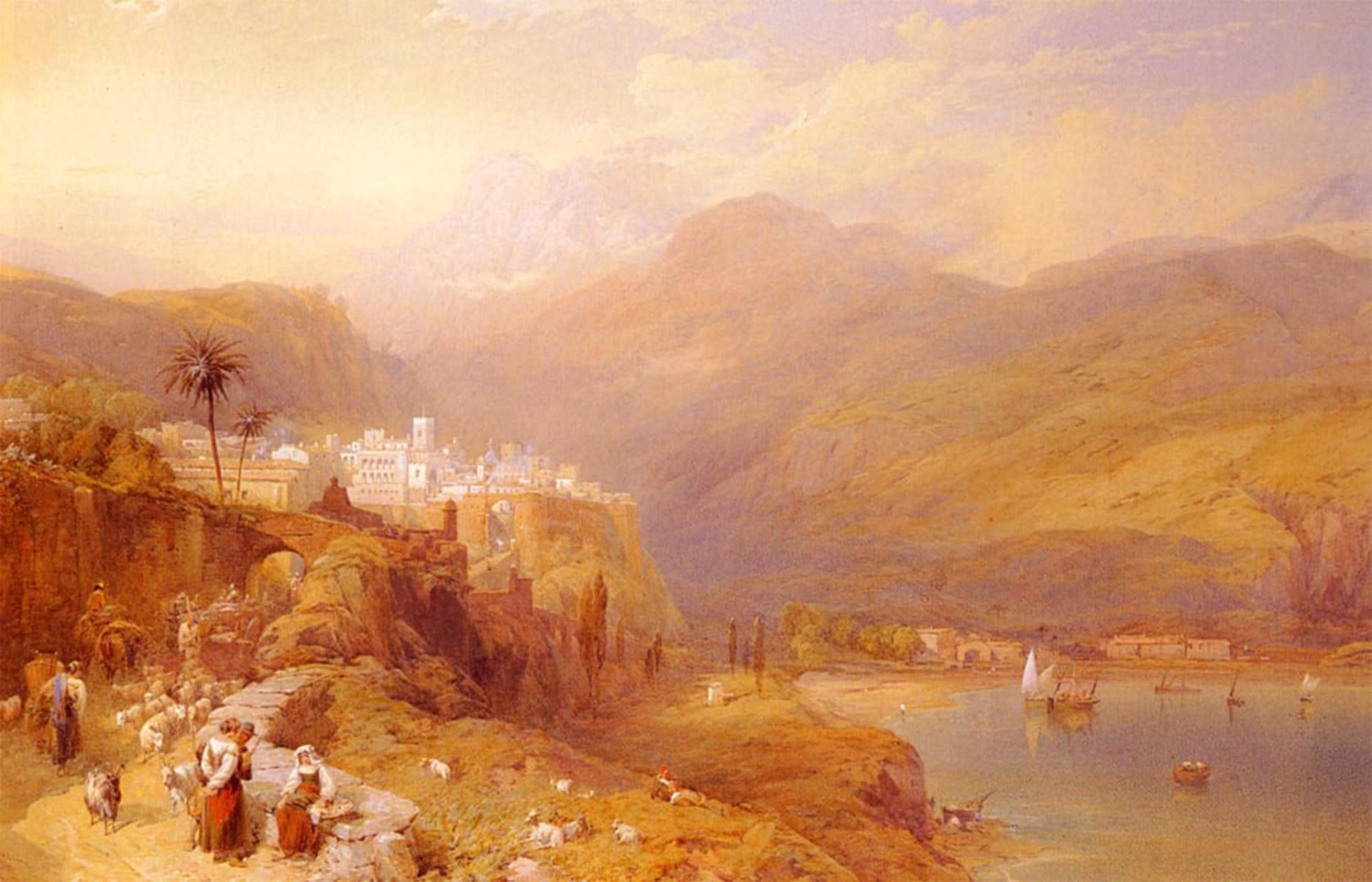 SERENDIPITP Vintage Picture Print on Canvas Wall Art Poster Monaco by Thomas Miles Richardson Jnr. Artwork Print Poster for Wall Decor 60x90cm