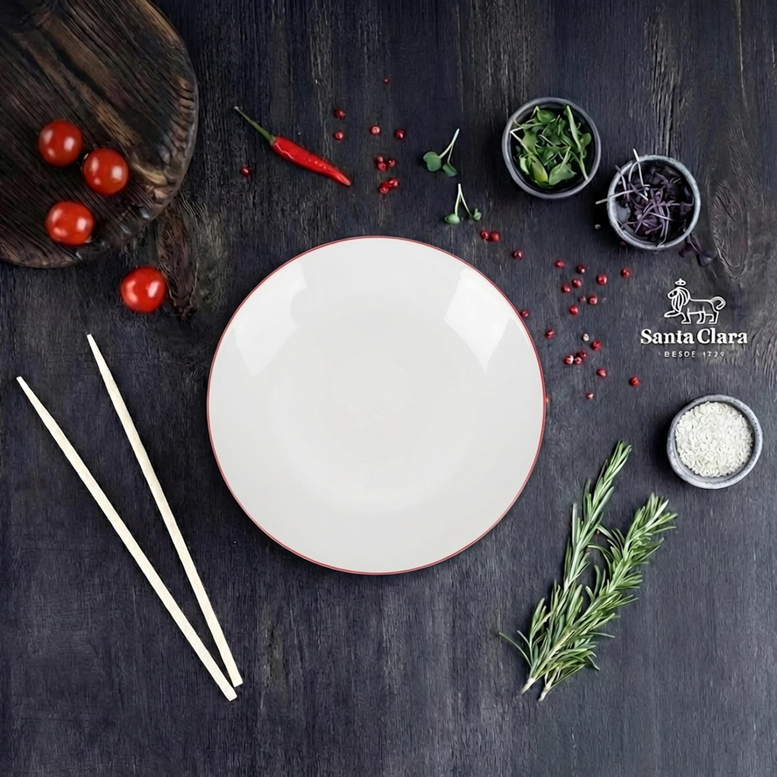 SANTA CLARA | Vajilla Completa 12 Piezas Vidrio Opal para 4 Personas, Apta Microondas y Lavavajillas, Vajilla Amalfi Roja Decorada para Hogar y Cocina — view 4
