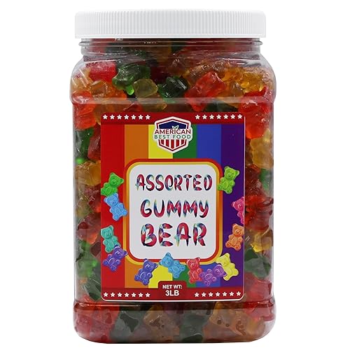 Miniatura 4 de American Best Food Surtido de 6 colores Rainbow Gummy Bears Jar (3 lb)