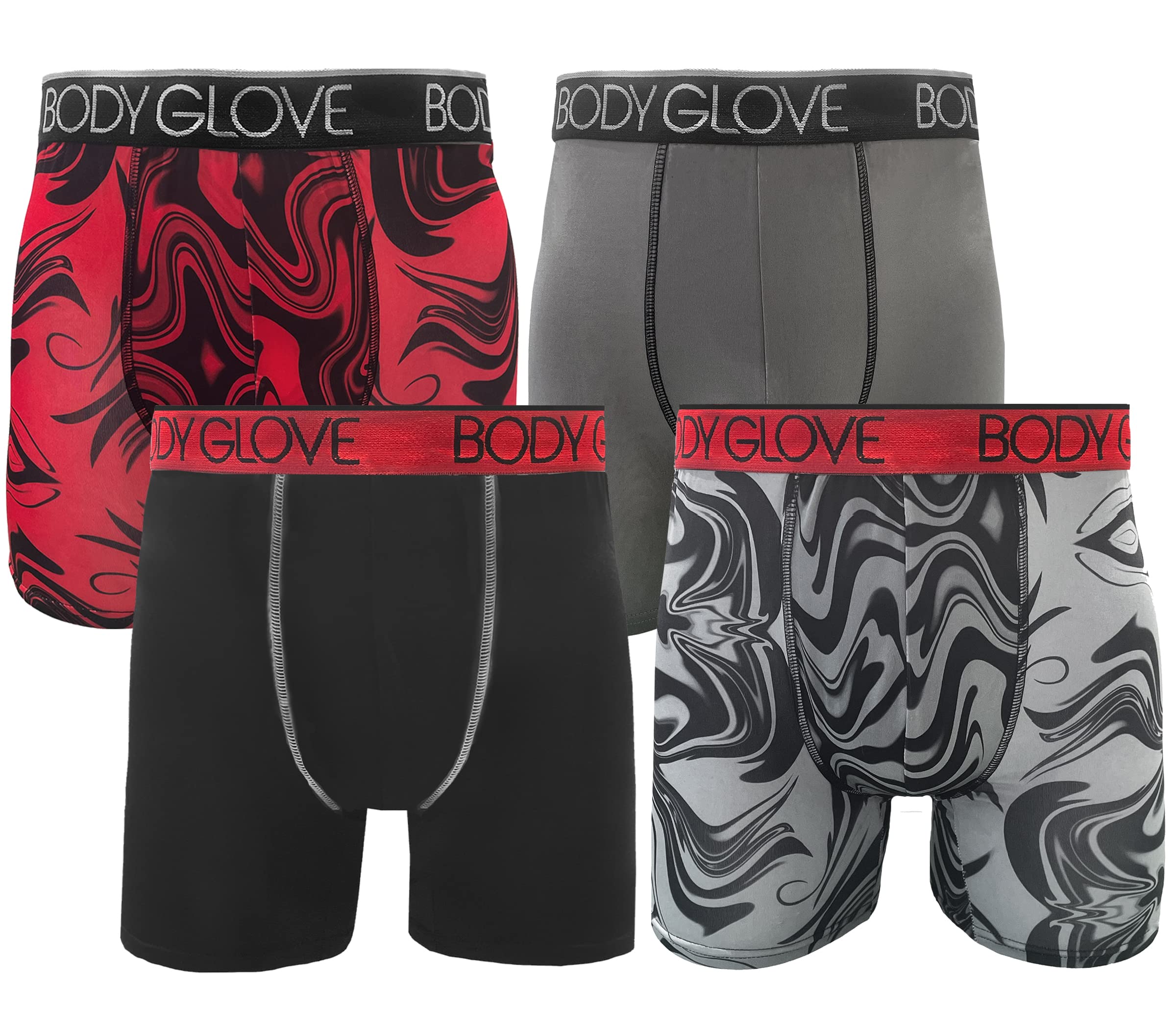 Body GloveMens Boxer Briefs, Dry Fit Performance Underwear, Breathable Active Stretch Athletic Boxers, 6-Pack/Black