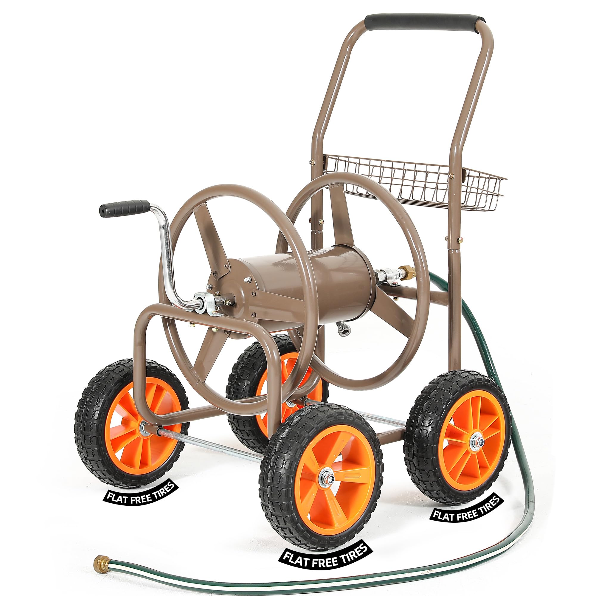 Hose Reel Cart, Garden Hose Cart with NO-FLAT Tires,Holds 250ft