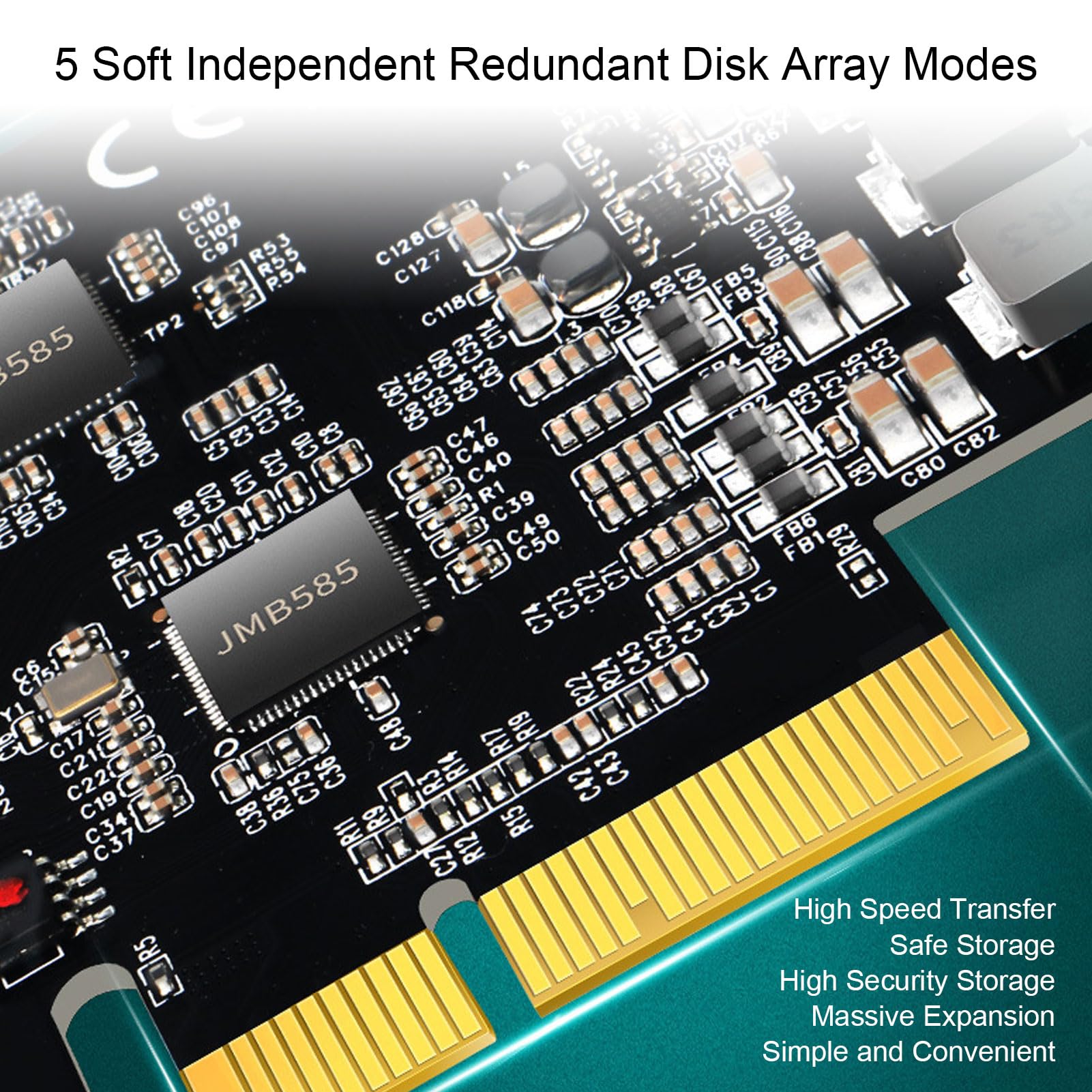 Luocute PCIE X4 do Małej Karty Tablicy SAS, 5 Gb/S dużą prędkością, pojemność 64TB, 5 Redundantnych Trybów Macierzy Dysku, Stabilne i Szybkie, Obsługuje PCIE X4, S A T A III Porty