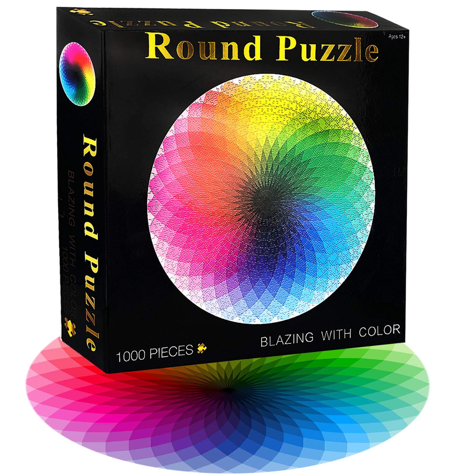 FIGHTART Puzzles for Adults 1000 Piece Gradient Color Rainbow Thick Large Round Circle Thicker Paper Palette Intellectual Game 2021 Jigsaw Kids Teen Difficult Challenge Gift Idea