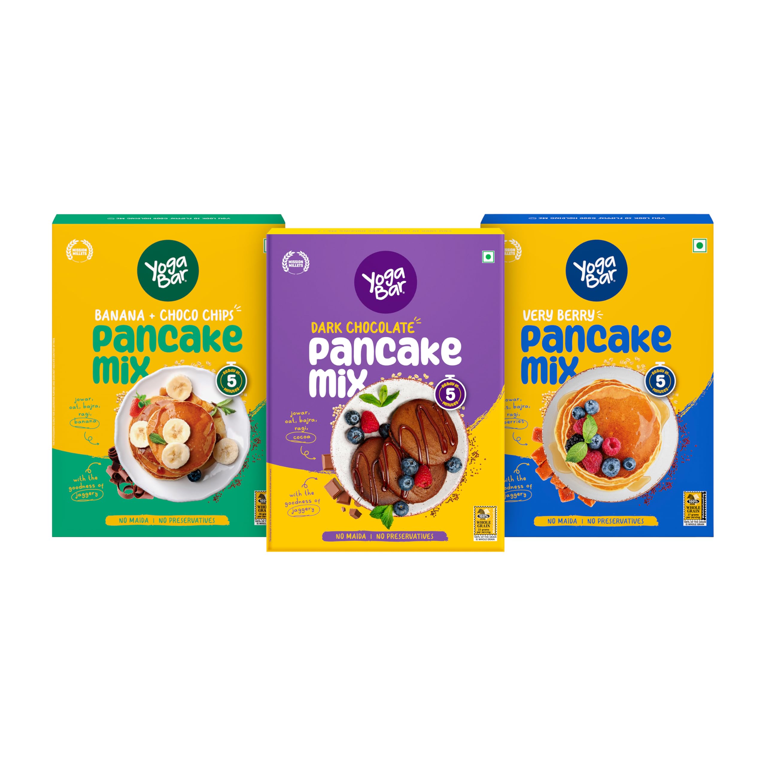 Yogabar Pancake Mix, Chocolate, Very Berry & Banana Choco Chip Pan Cake Mix Powder,0 Maida,0 Preservatives, Goodness Of Jowar,Bajra,Ragi,Healthy Breakfast For Children 150 Gram, Pack Of 3 (B0D9NR37FM) Amazon Price History, Amazon Price Tracker