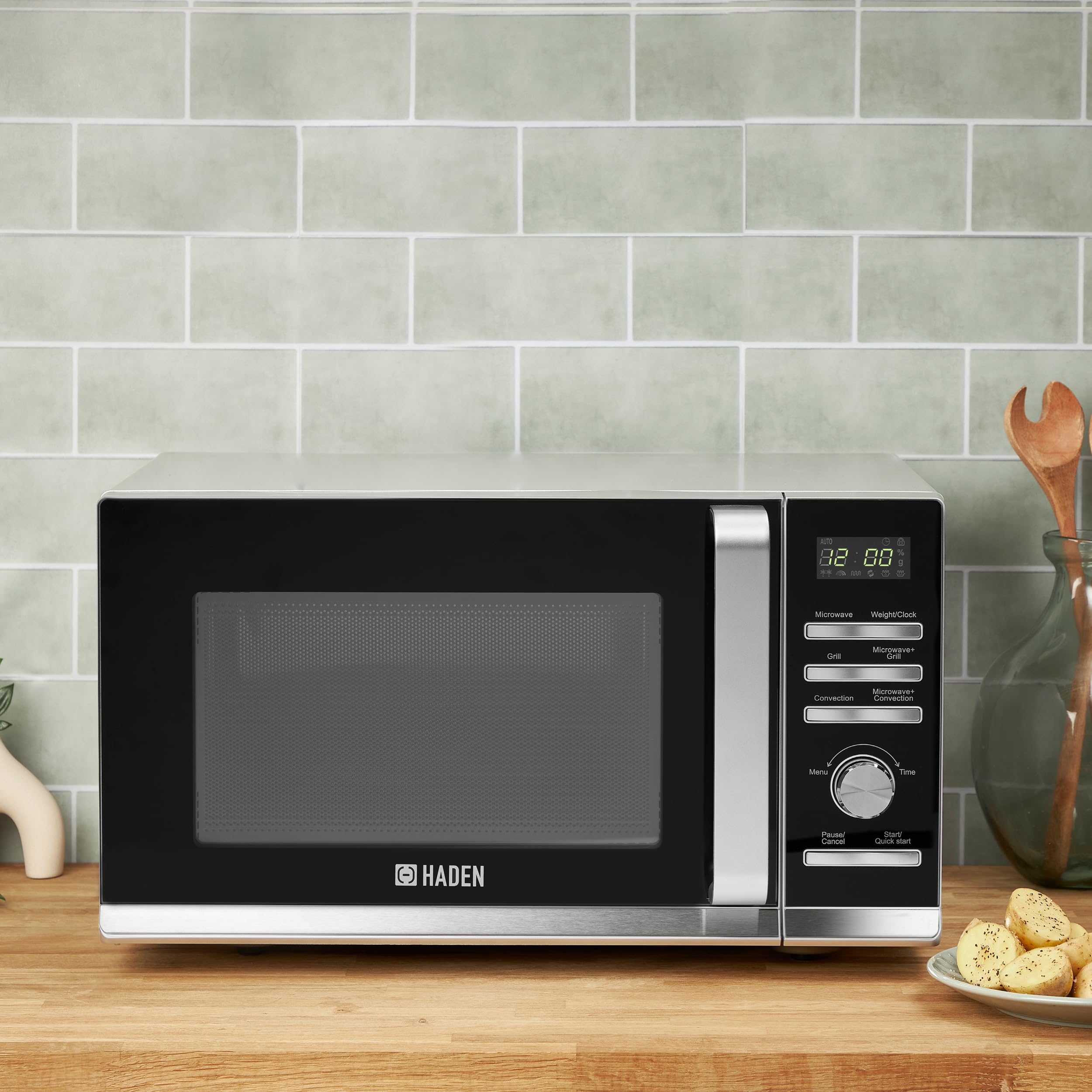 Haden 25L Combi Microwave - Silver - 900W Microwave, 1950W Convection, 1000W Grill