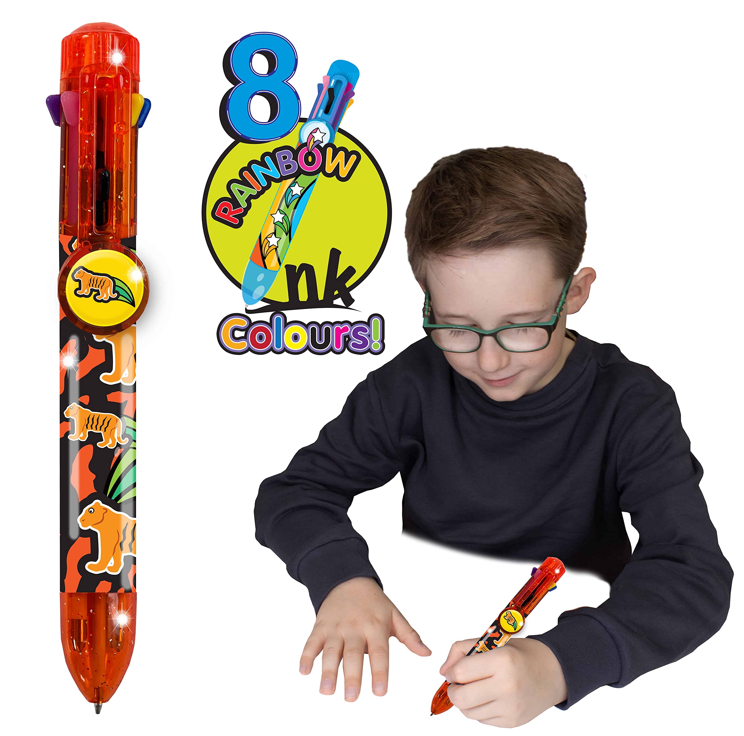 Buy Rainbow Writer Tiger, Multicolour Pen from Deluxebase. 8 in 1