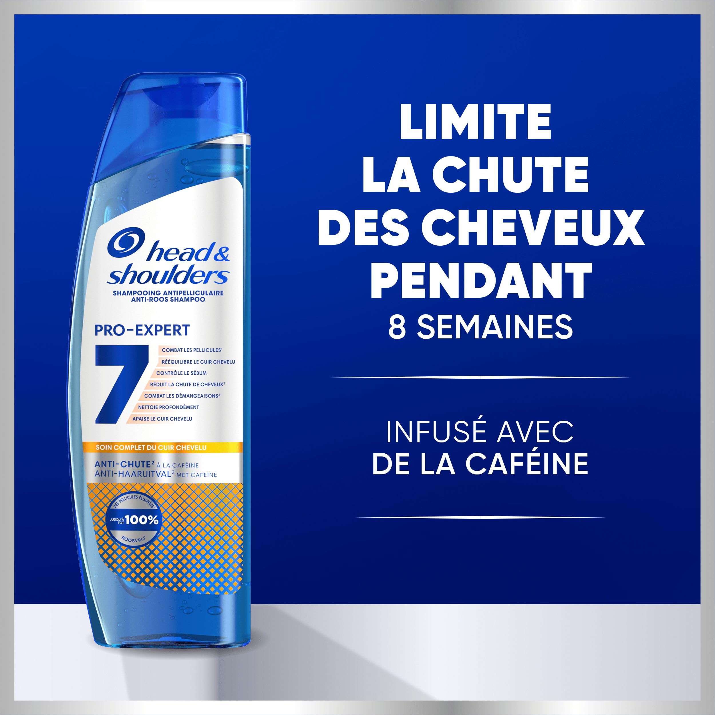 Head & Shoulders Pro-Expert 7 Shampoing Antipelliculaire Anti-chute À La Caféine 6x250ml, Combat 7 Problèmes Du Cuir Chevelu, Protection Complète, Améliore La Pousse Des Cheveux, Cliniquement Prouvé