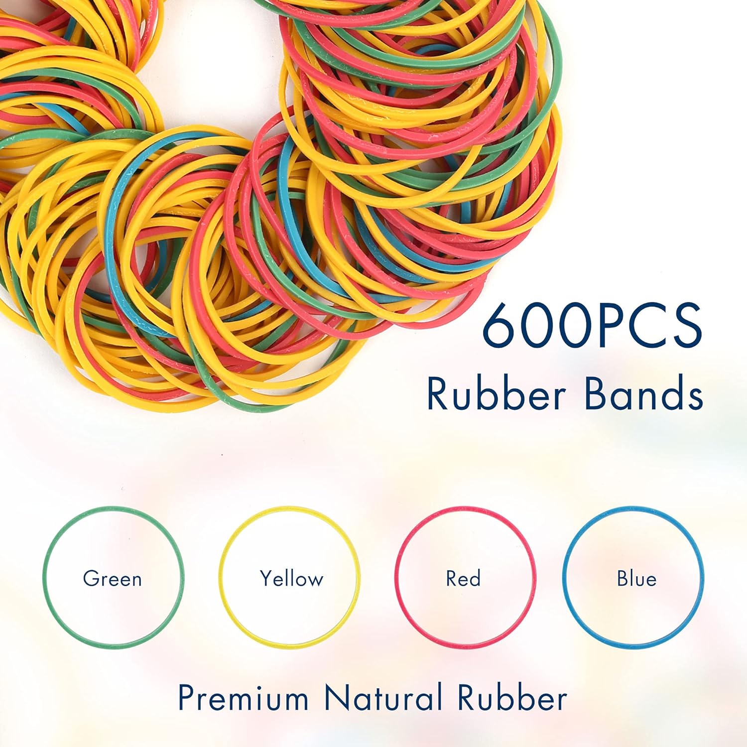 LotFancy 600Pcs Multicolor Rubber Bands 1.77” (45mm), Elastic Durable Stretchy Colorful Rubber Bands for Tie Dye, Office Supplies