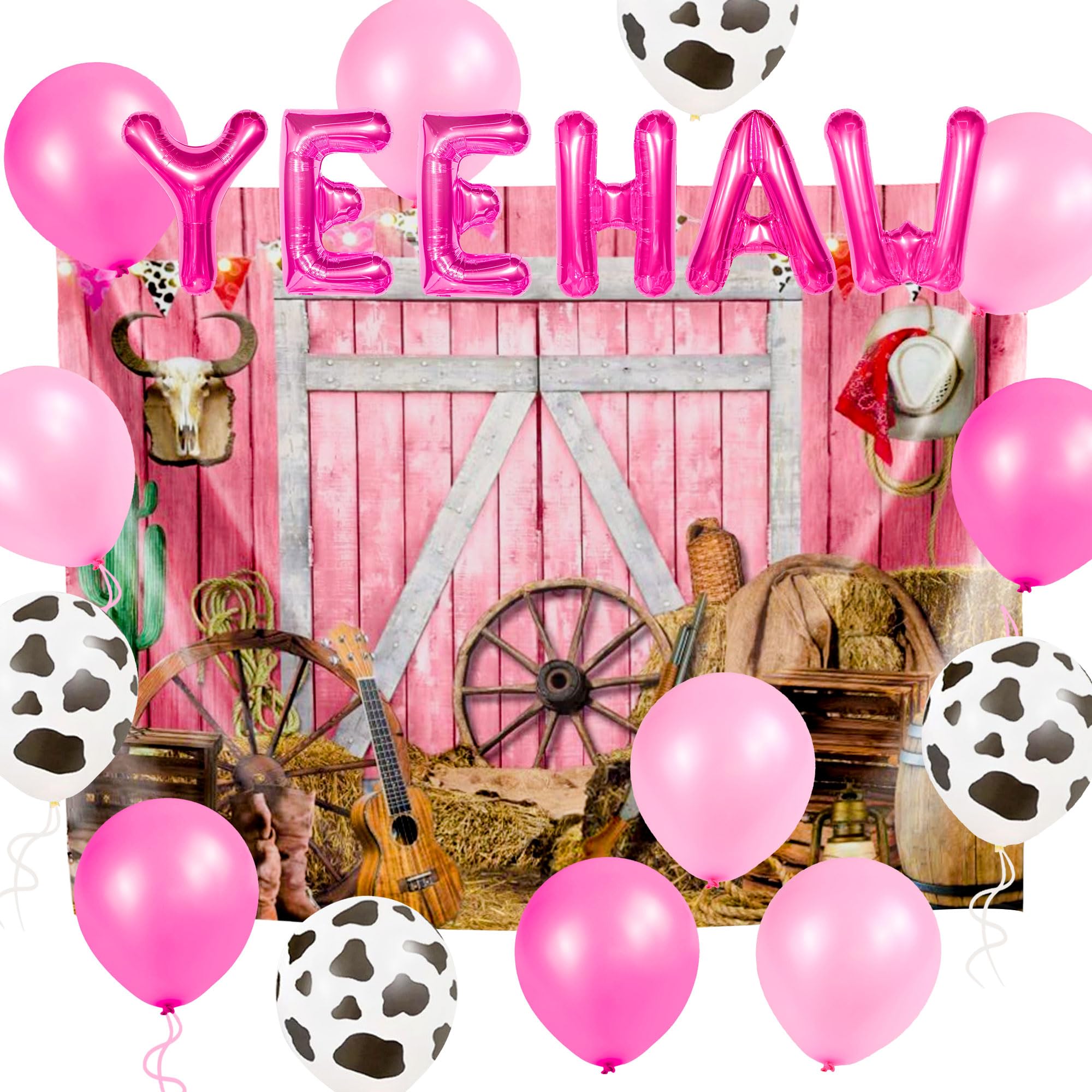 JeVenis Western Cowgirl Party Decorations Balloon Yee Haw Balloons West Wild Party Decoration Banner Horse Balloon Cowgirl Photo Props Bachelorette Bridal Shower Supplies