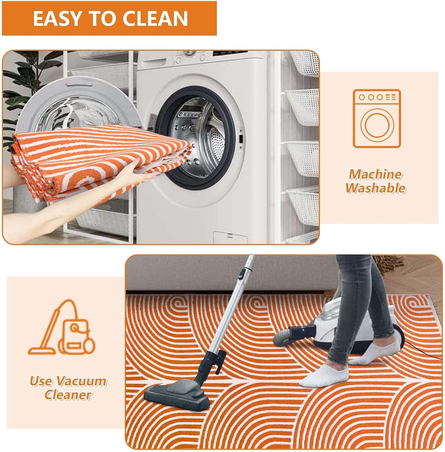 Tiffasea Washable Runner Rug 2'x6', Long Kitchen Rugs Laundry Hallway Runner Cotton Woven Area Rug Entryway Throw Rugs Indoor Outdoor Carpet for Bedroom/Bathroom/Living Room - Image 4