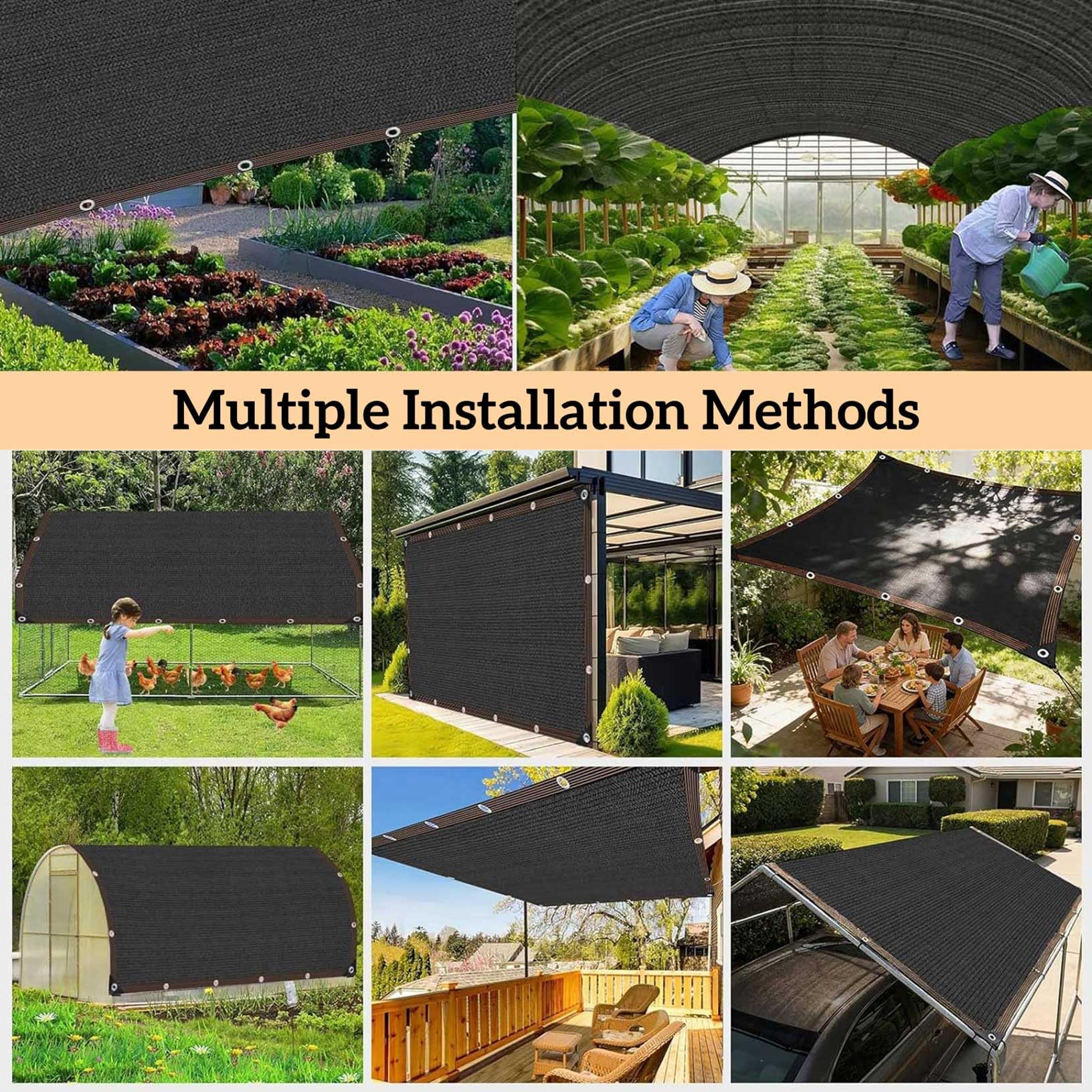 Malla de Sombreo 100 x 1000 cm con Ojales 85% de Tasa de Sombreado Toldo Vela de Sombra Transpirable, Resistente Viento para Invernadero, Jardín, Granero, Exterior, Negro