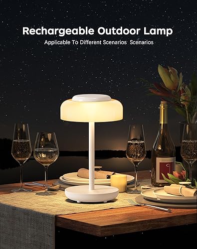 Miniatura 9 de QiMH Lámpara de mesa LED que funciona con pilas, lámpara inalámbrica recargable de 5000 mAh, control táctil regulable continuo, pequeña luz nocturna