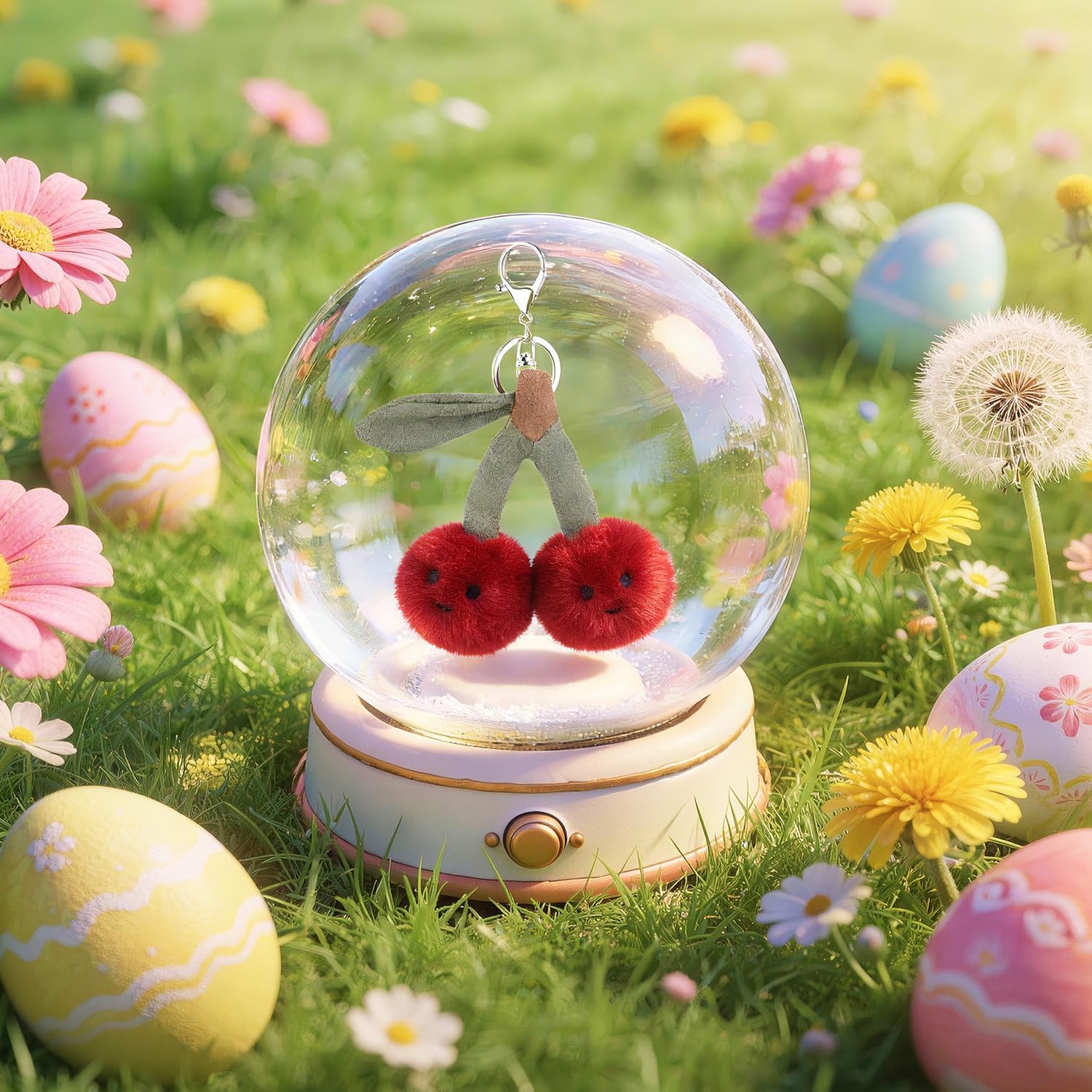 Apricot Lamb Cherry Food Plushies Cute Keychain, Soft Stuffed Plush Keychain Toys for Kids' Backpack Purse, Red - Image 2