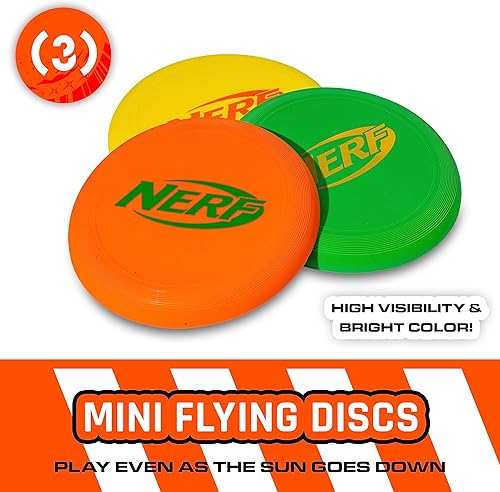 Miniatura 4 de Nerf Juego de iniciación de Disc Golf - (3) discos de mini golf + (1) cesta de objetivo incluida - Juego completo portátil para patio trasero +