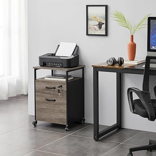 Miniatura 2 de Topeakmart Archivador industrial con ruedas, con ruedas y cerradura para tamaño A4, documentos de tamaño carta, carpetas de archivos colgantes,