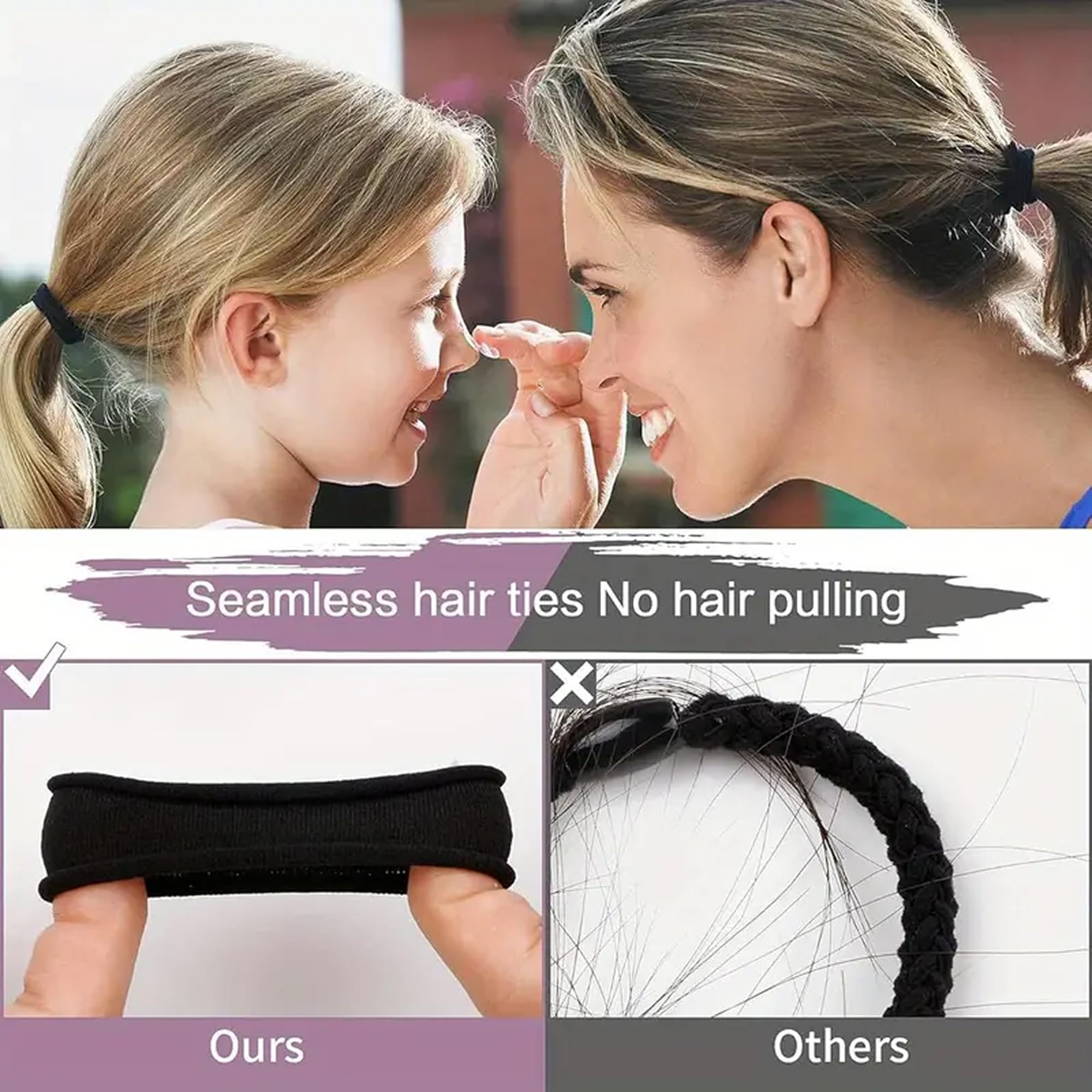 MILAPARK CRAFTS 30 PCS Black Hair Ties for Girls – Soft Elastic Hair Bands – No-Damage Rubber Ponytail Holders – Seamless, Stretchable Hair Accessories for School, Sports & Daily Use 2
