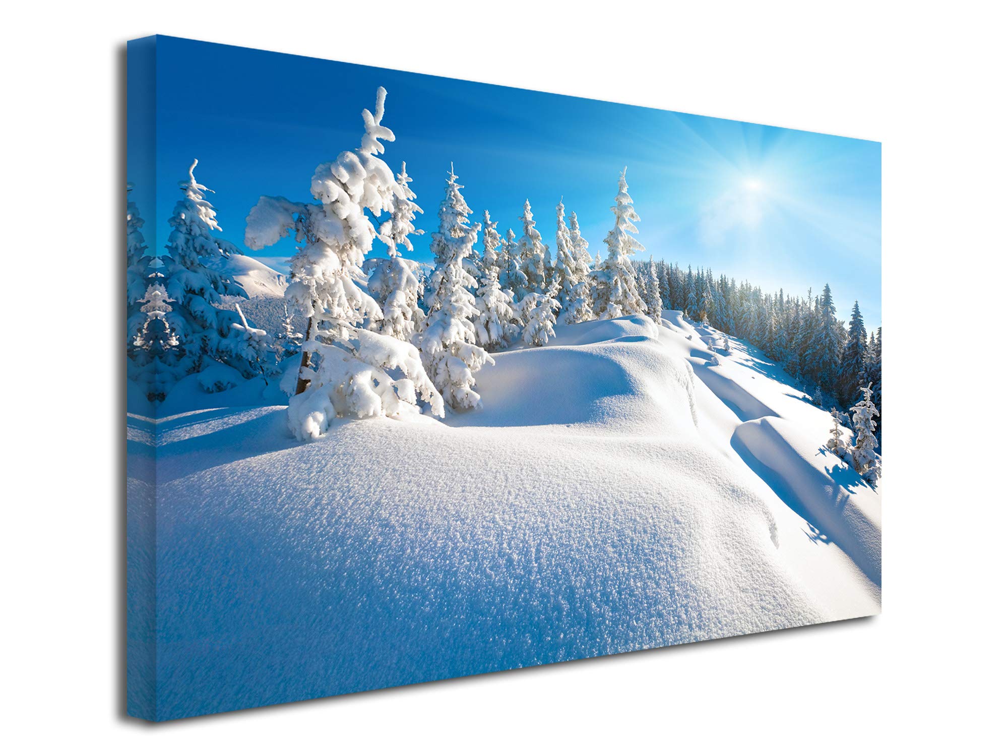 Declina, Quadro Decorativo da Parete per Soggiorno Moderno, Poster da Parete, Decorazione da Parete, Tela Decorativa Paesaggio innevato, 50 x 30 cm, Canvas, 120x80 cm