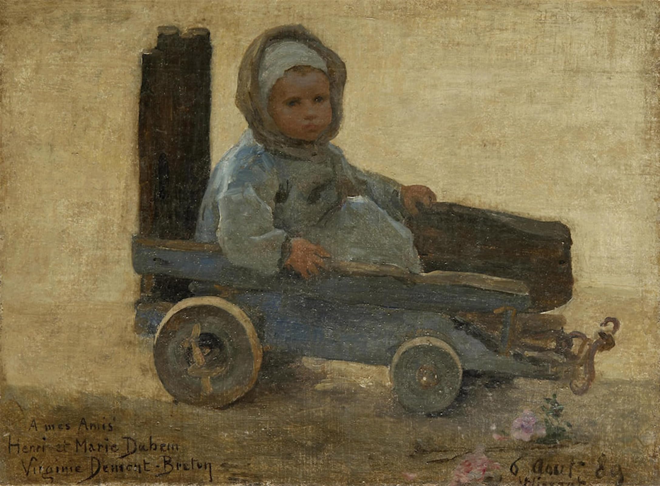 ARTXLXXBN Famous Painting Canvas Artwork Graffiti Print Study of a Child in a Cart Virginie Demont-Breton Portrait Canvas Image for Home Decor 60x90cm