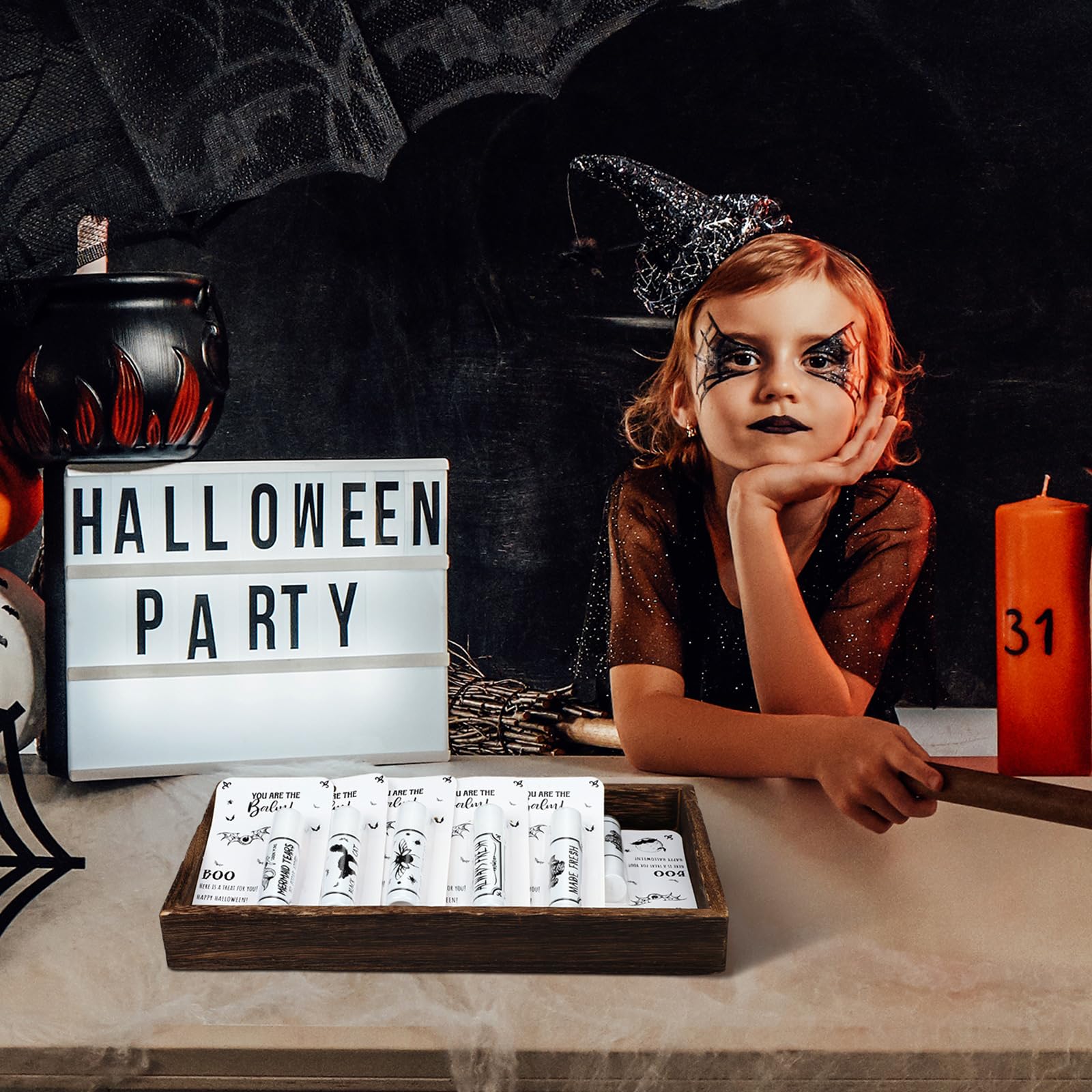 Sacubee 30 Pcs Halloween Lip Balms Bulk Vintage Party Supplies Favors Spooky Skull Lip Balm Gifts Honey Flavor 10 Style Halloween Party Supplies Goodies Small Gifts for Adults Kids