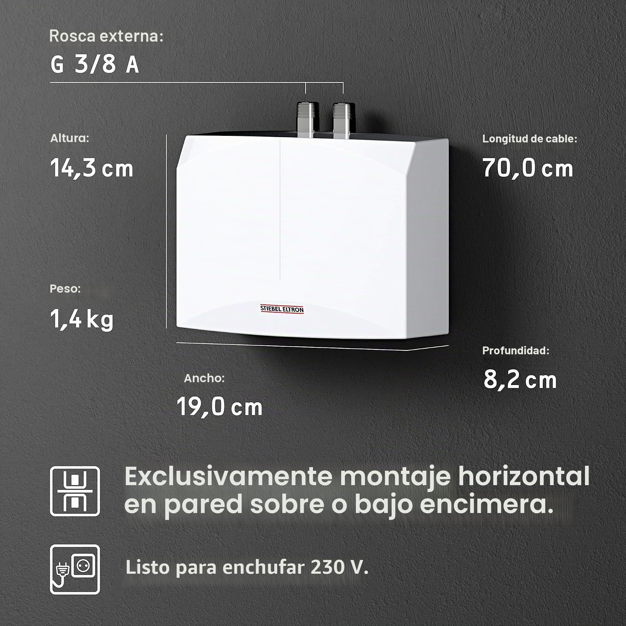 Stiebel Eltron 185411 - Calentador de agua eléctrico (3.5KW, 230V), color: blanco