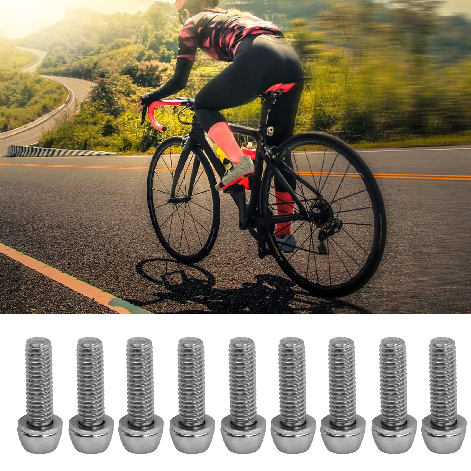 Set 10 Viti Bici M6x20mm Con Rondelle - Per Manubrio E Attacchi