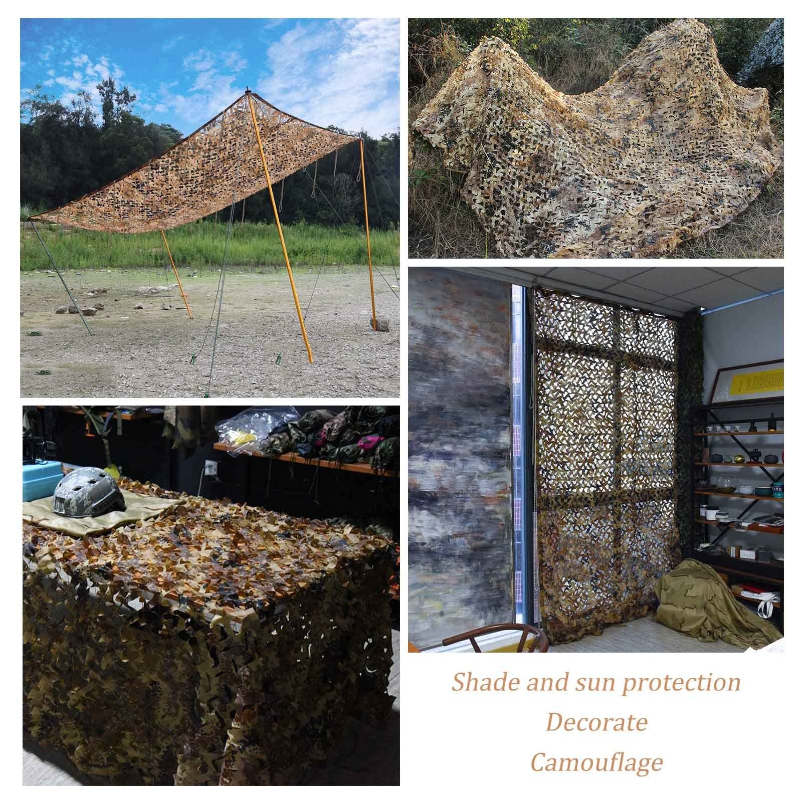 Camo Netting for Hunting 2m 3m 4m 5m 6m 7m 8m 9m 10m, Garden Shade Net, Desert Camouflage Netting, Theme Party Decoration, Military Reinforced Camouflage Net, Car Cover,Desert-4x6m(13.1*19.7ft)